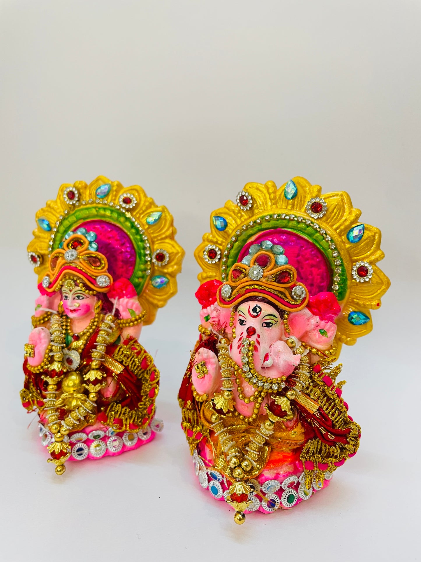 Shree Lakshmi Ganesha Idol Set – For Prosperity, Wisdom & Auspicious Beginnings (Terracotta) ( 5 Inch & 4 inch)
