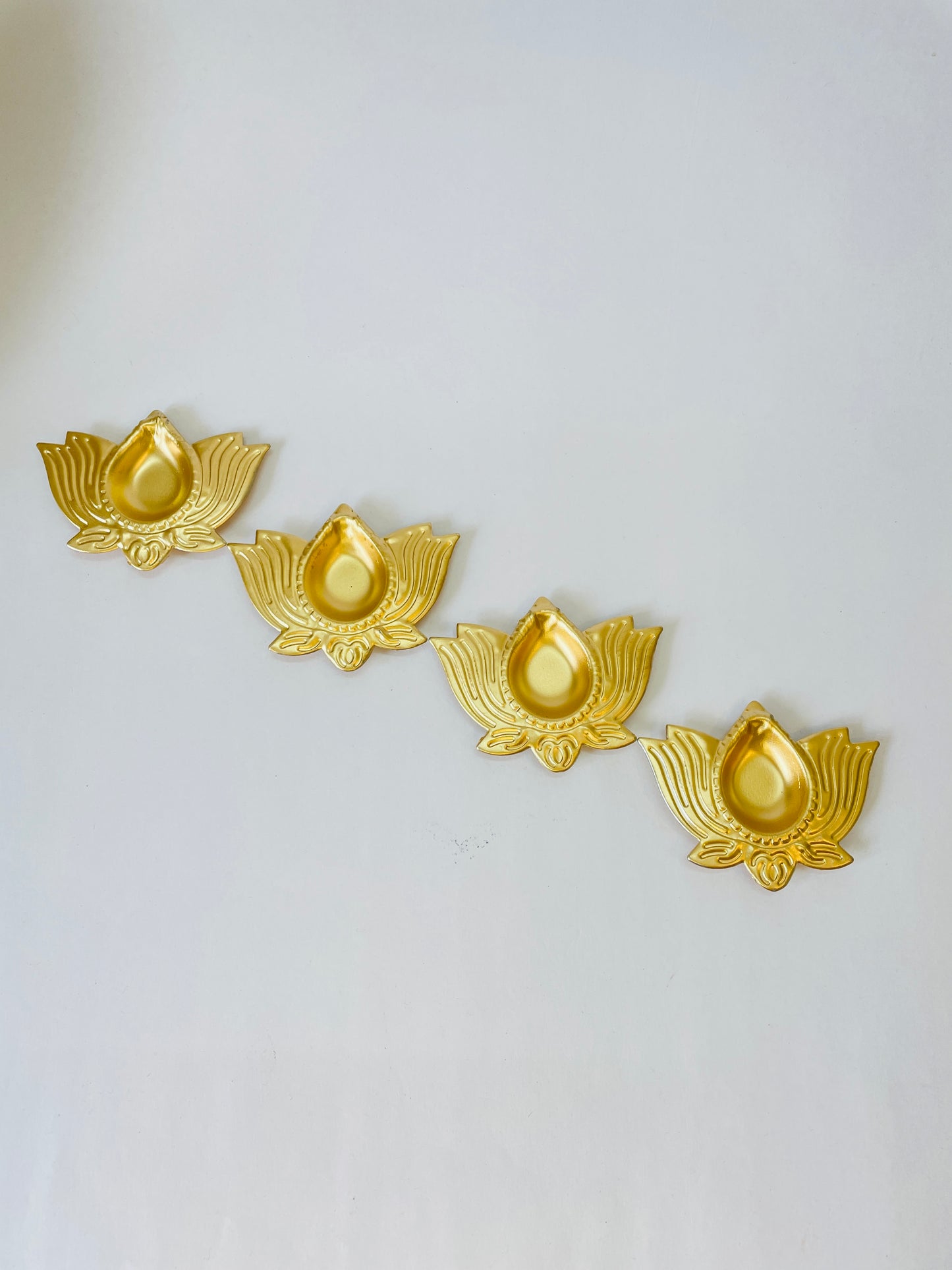 Lotus-Shaped Golden Diya Set