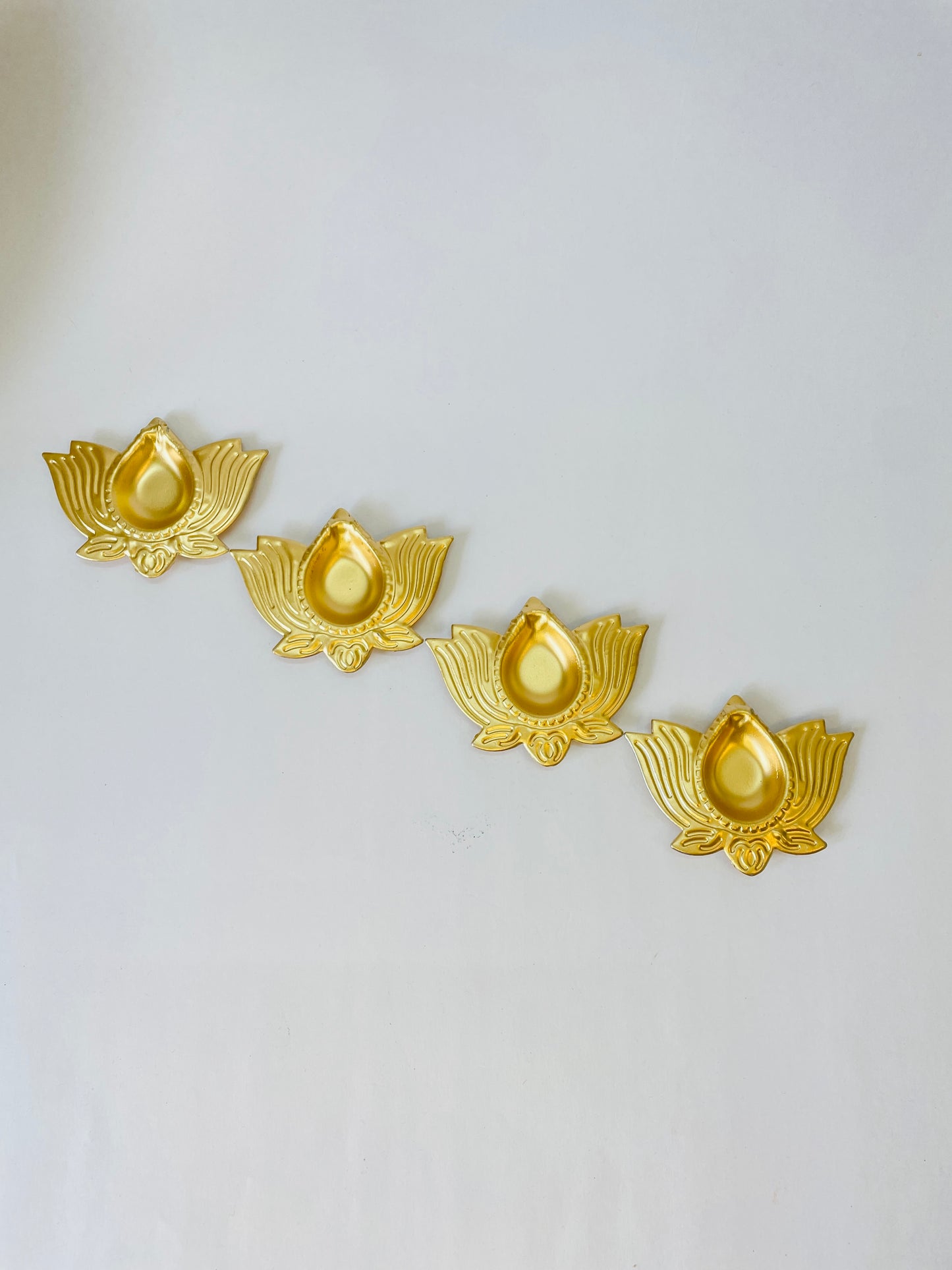 Lotus-Shaped Golden Diya Set