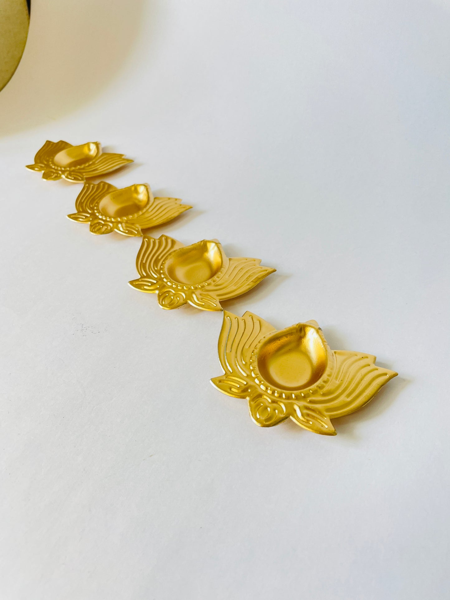 Lotus-Shaped Golden Diya Set