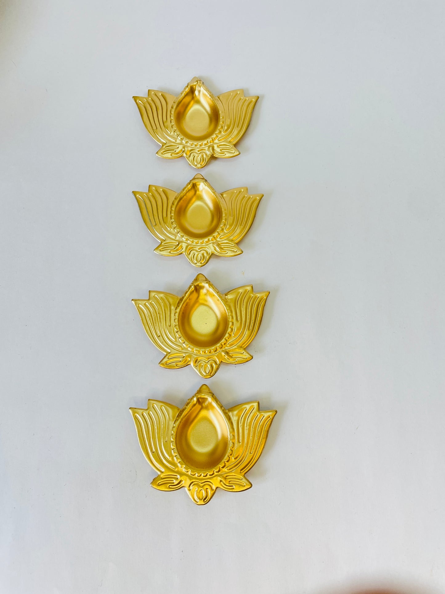 Lotus-Shaped Golden Diya Set