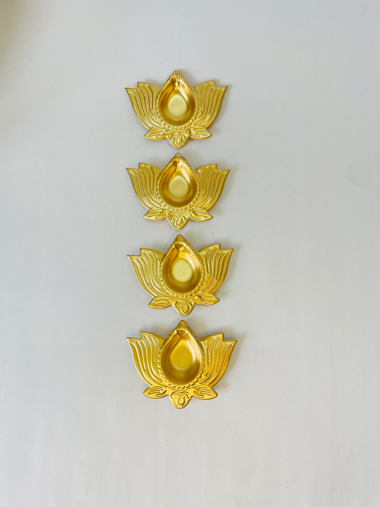 Lotus-Shaped Golden Diya Set