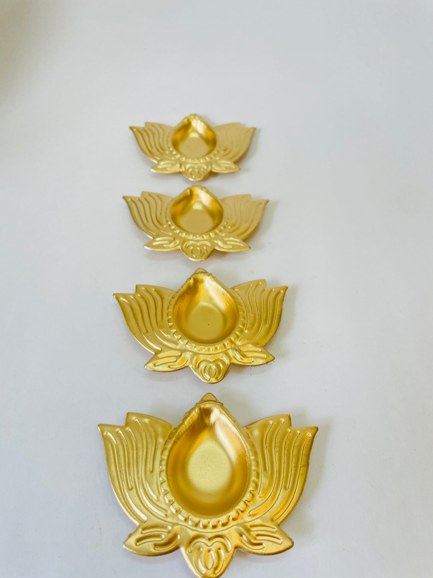 Lotus-Shaped Golden Diya Set