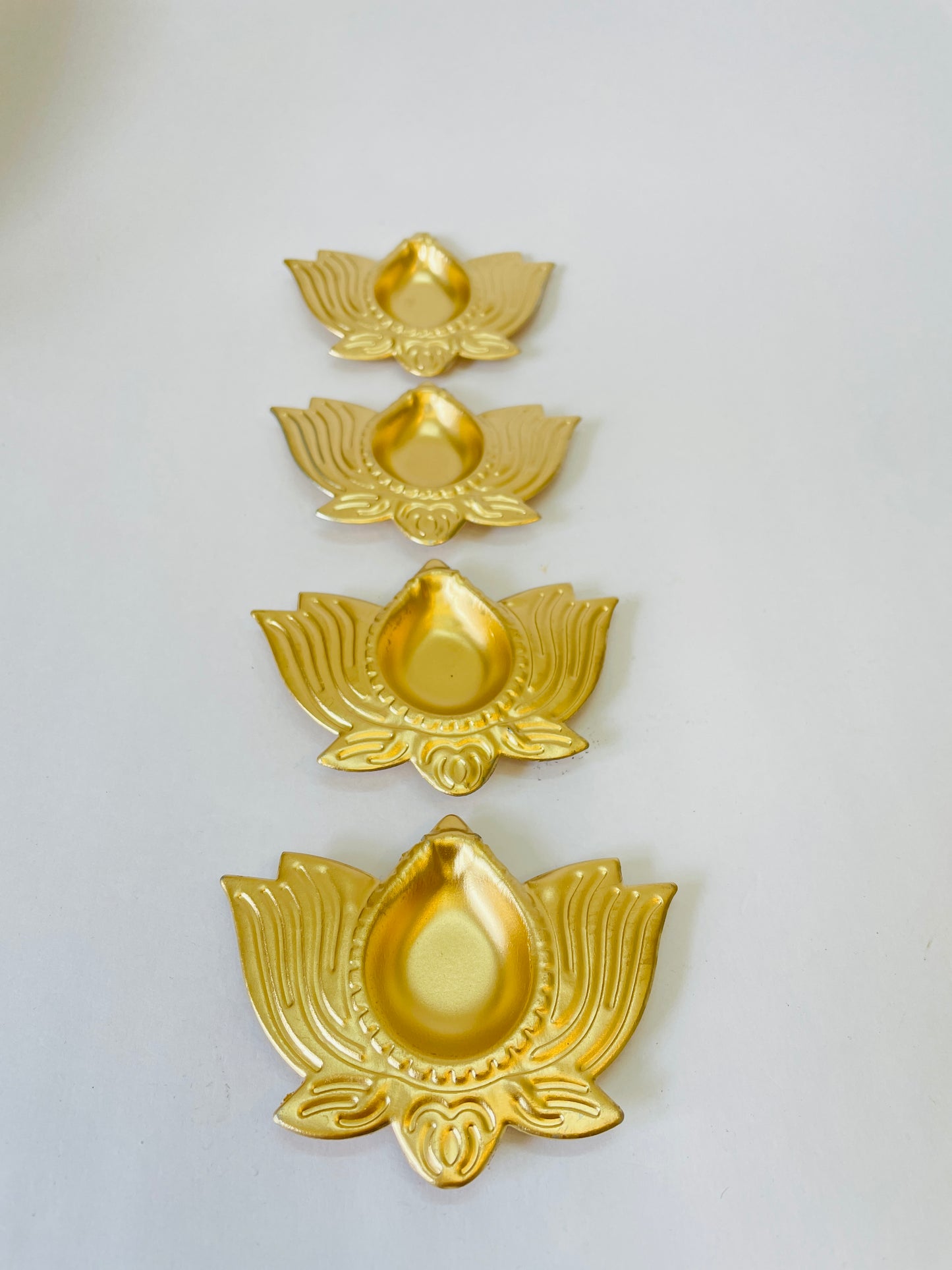Lotus-Shaped Golden Diya Set