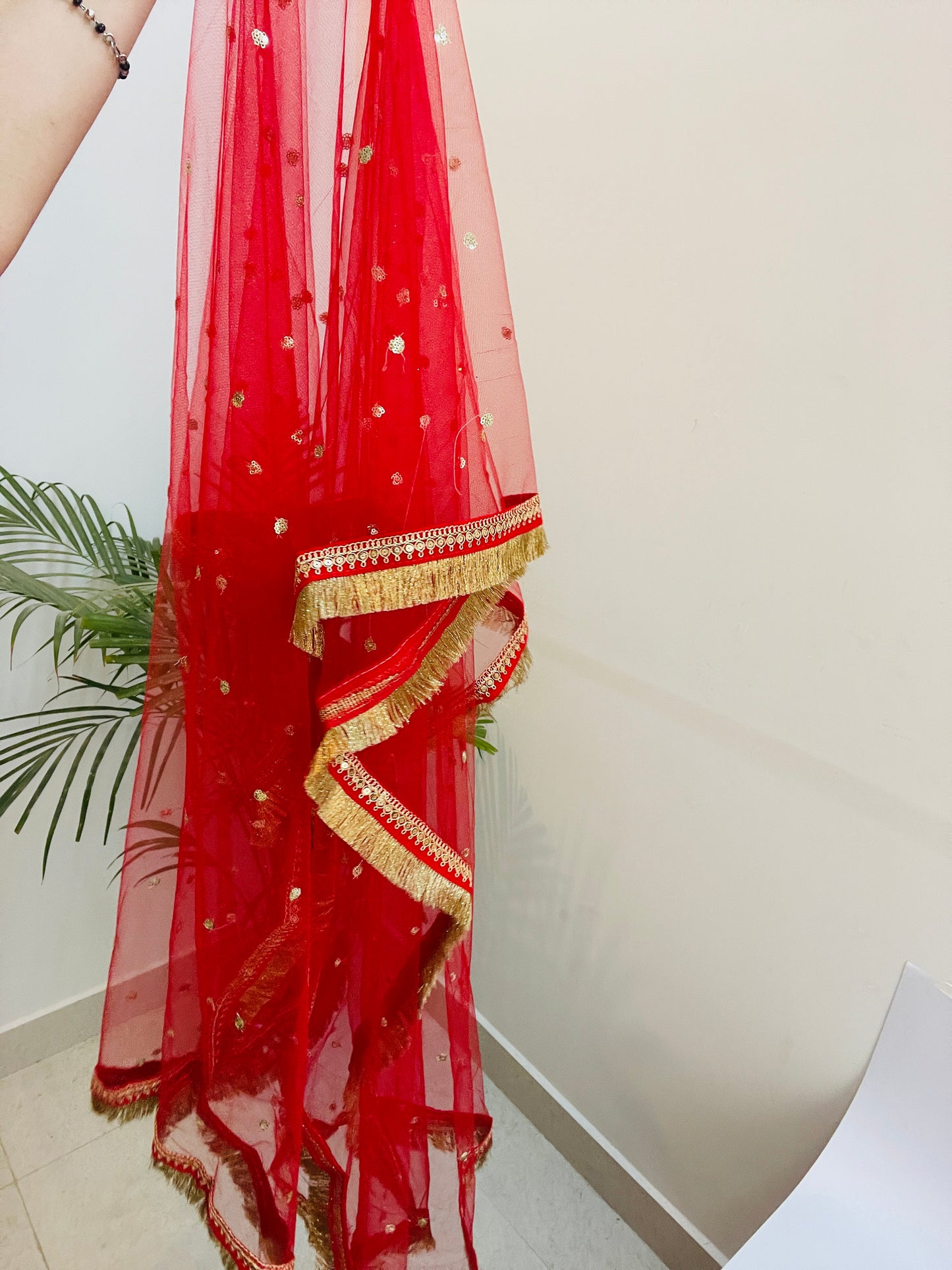 Red Shagun Dupatta – Karva Chauth Special ✨ (2.5 Feet)