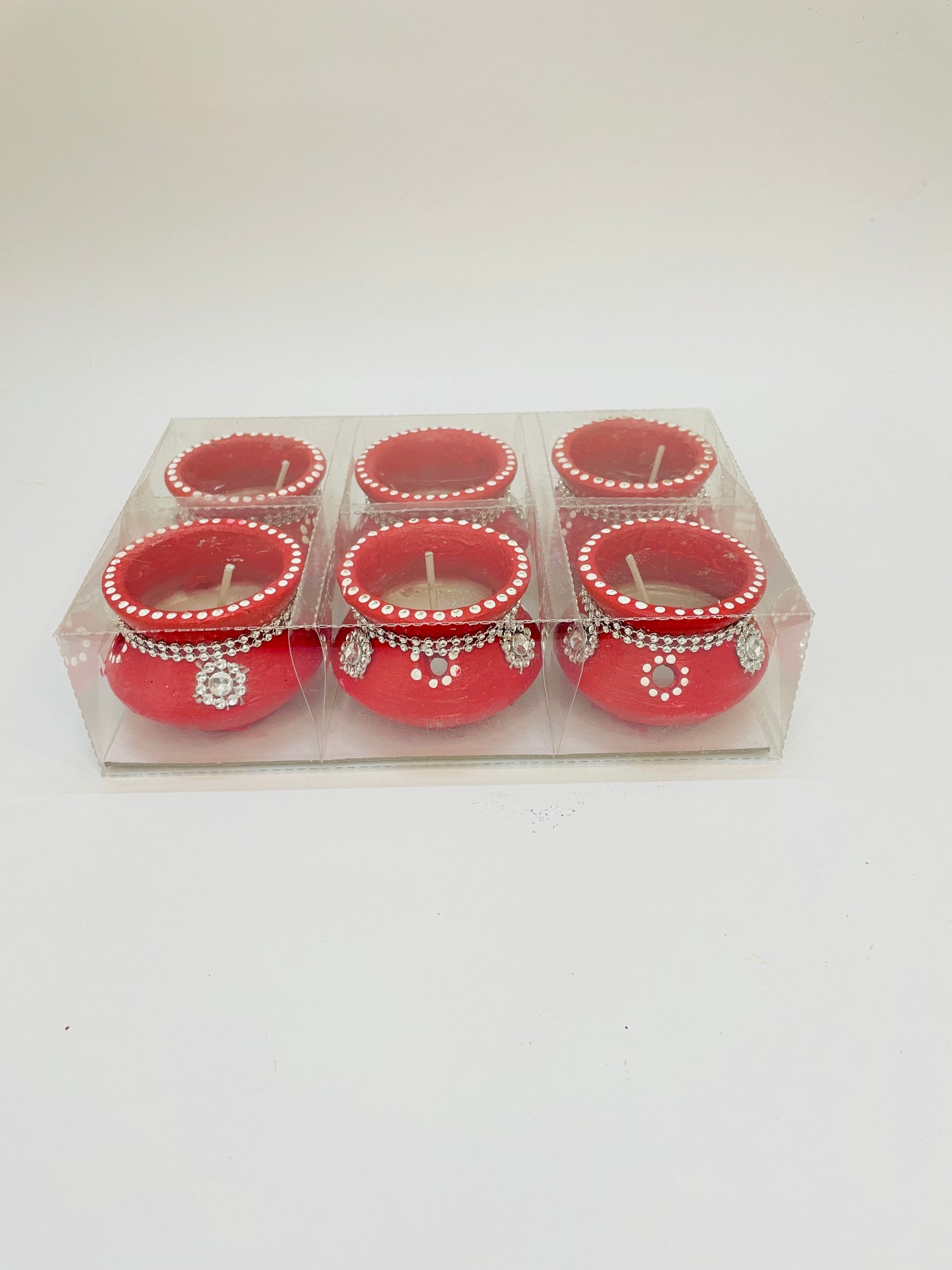 Shubh Aagman Red Matki Candles – Pack of 6