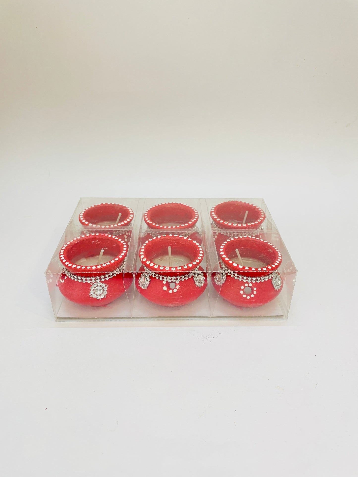 Shubh Aagman Red Matki Candles – Pack of 6