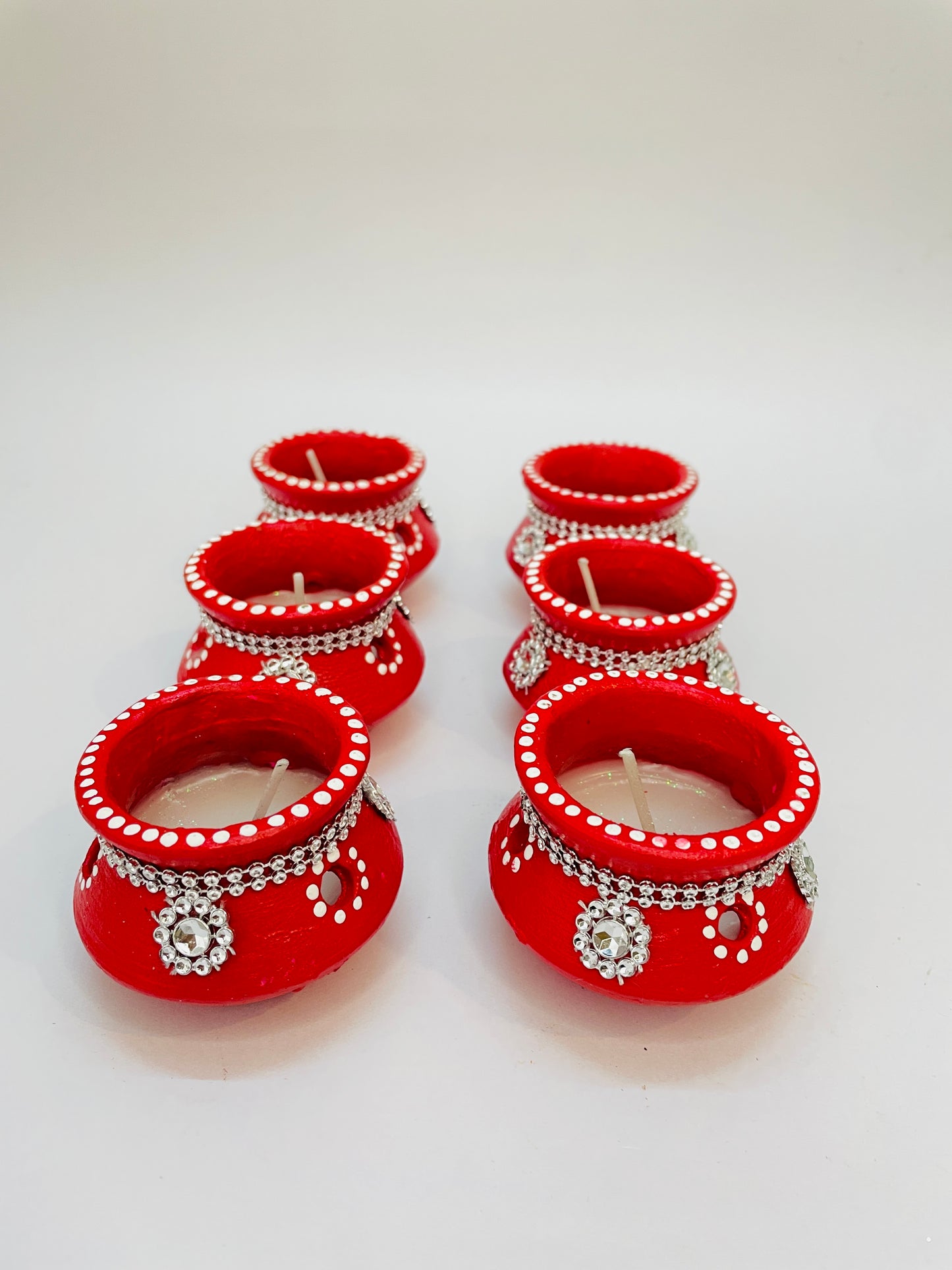 Shubh Aagman Red Matki Candles – Pack of 6