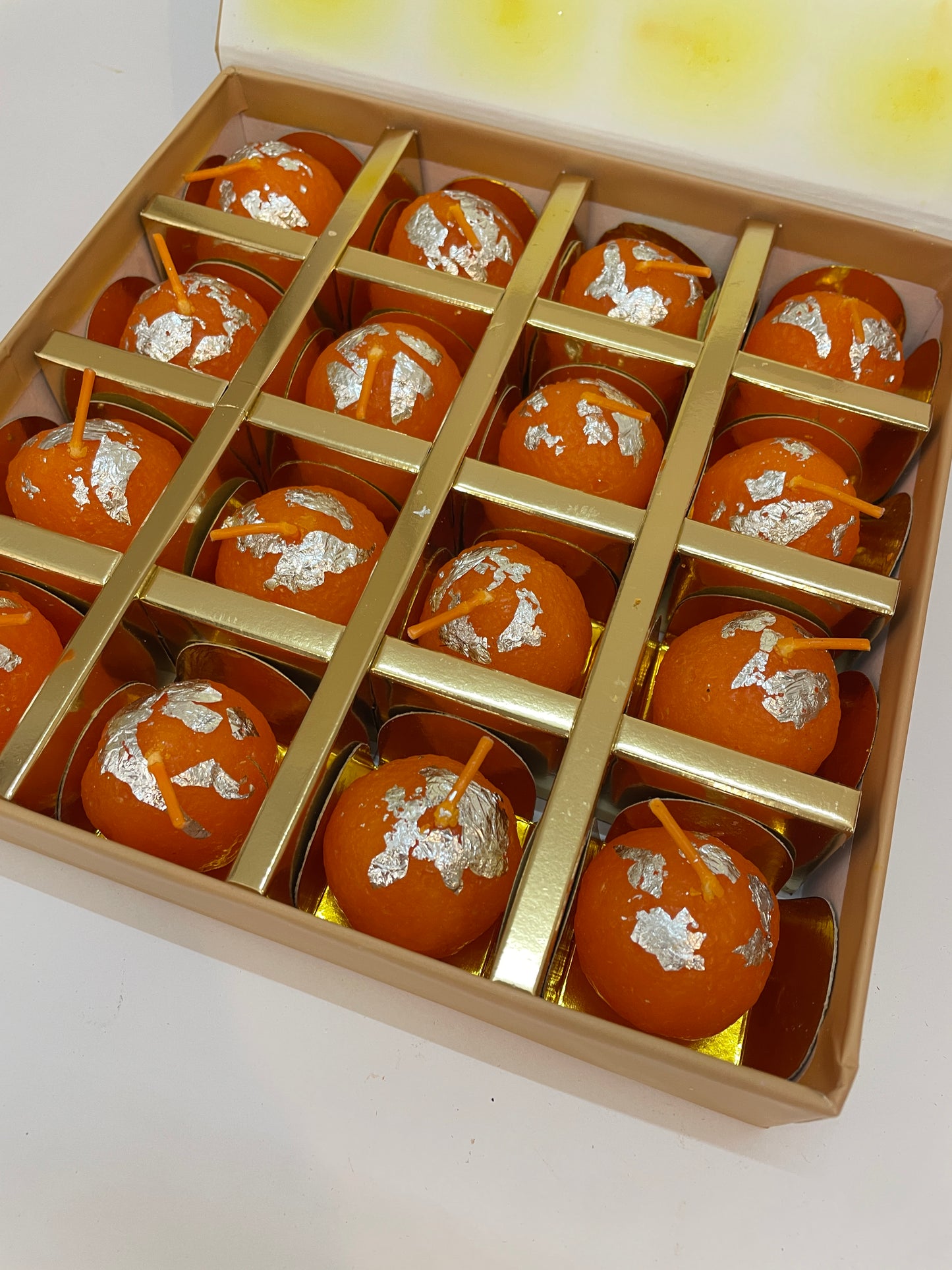Shubh Aagman Motichoor Ladoo Candles – Pack of 16