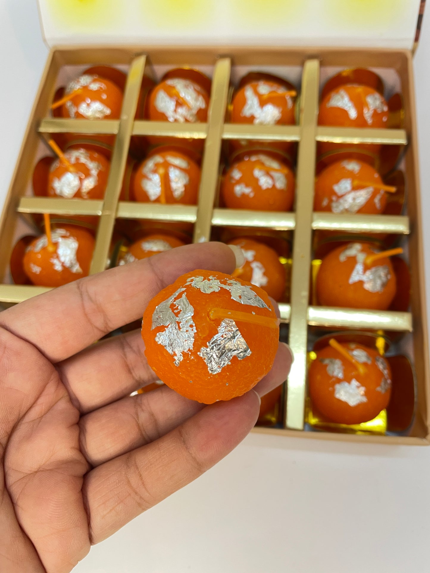 Shubh Aagman Motichoor Ladoo Candles – Pack of 16