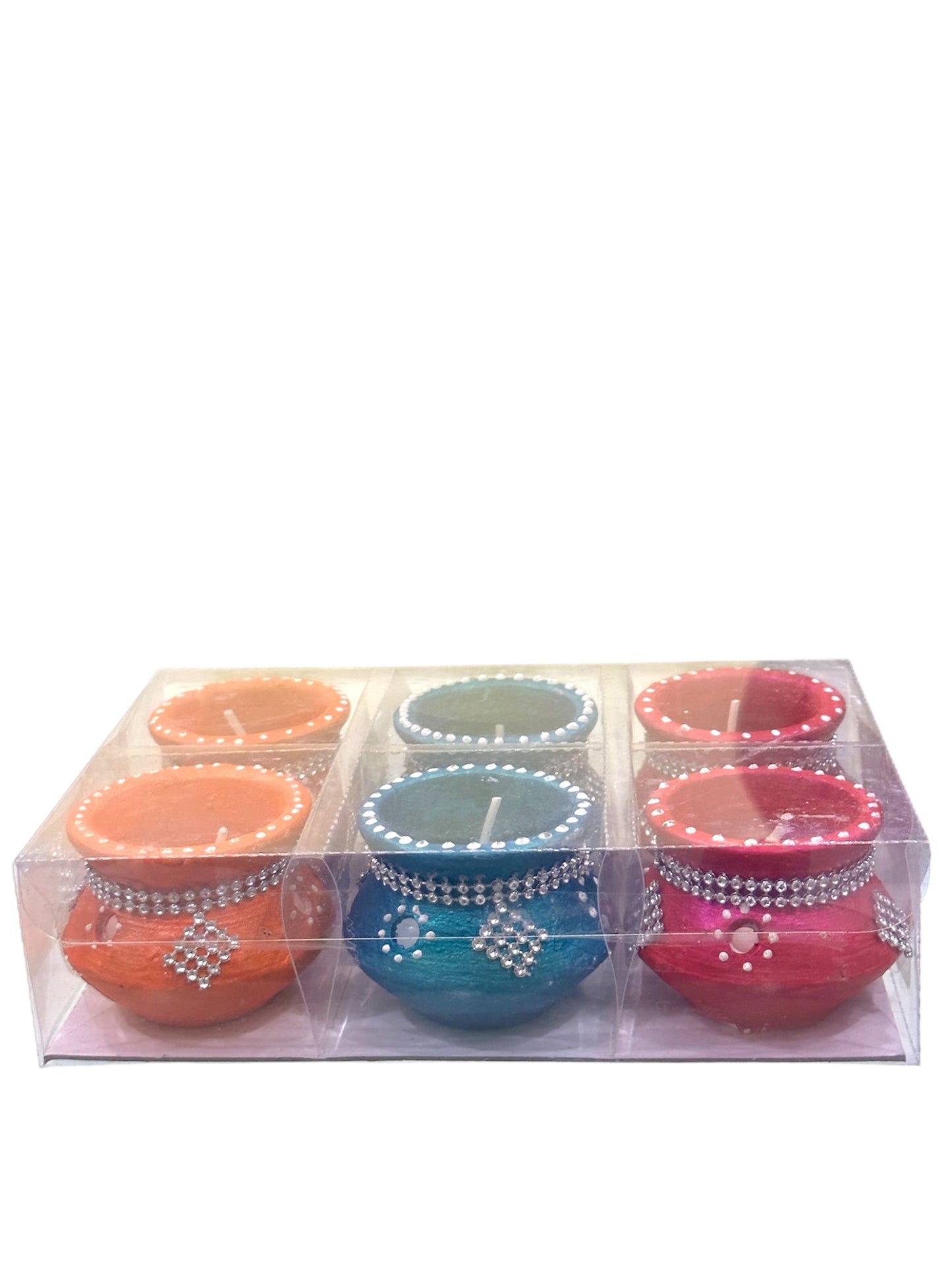 Shubh Aagman Multicolor Matki Candles – Pack of 6 (Multicolour)