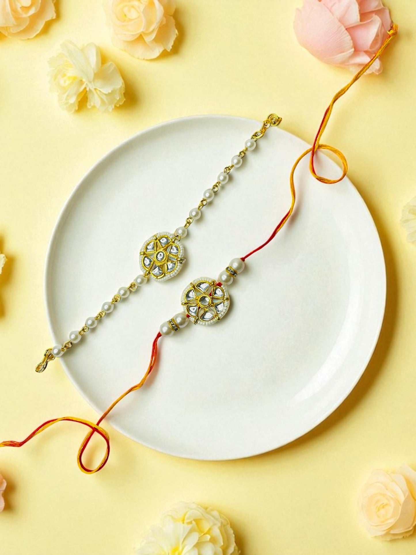 Kundan Rakhi Set for Bhaiya & Bhabhi