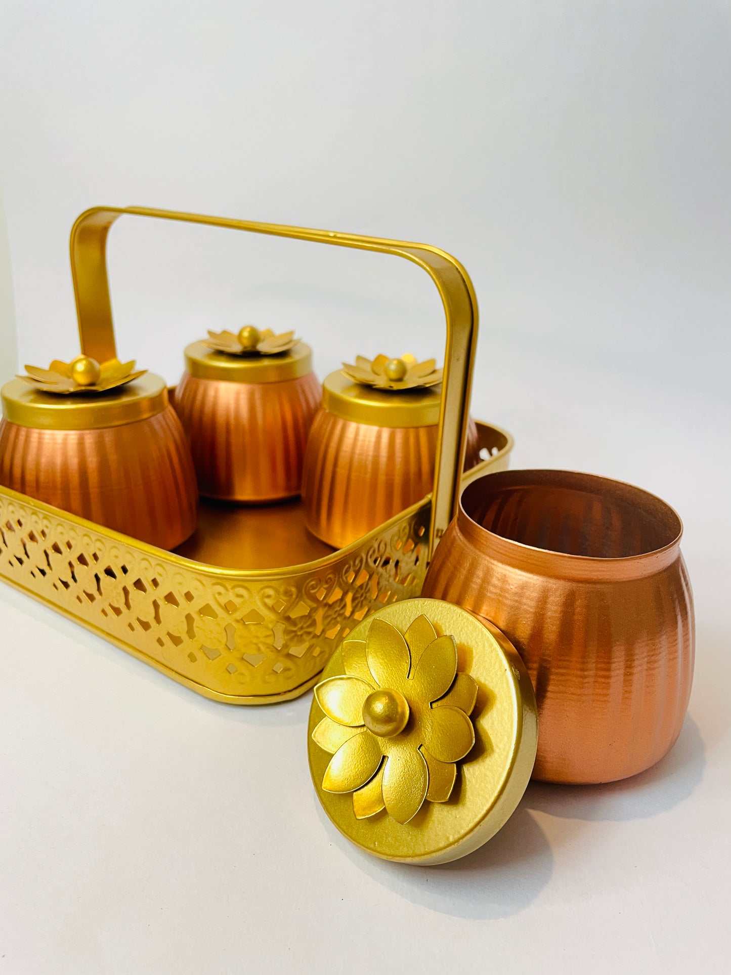 Elegant Metal Dry Fruits Box with Decorative Metal Basket – Ideal Festive Gift (Pack of 2 & Pack of 4)