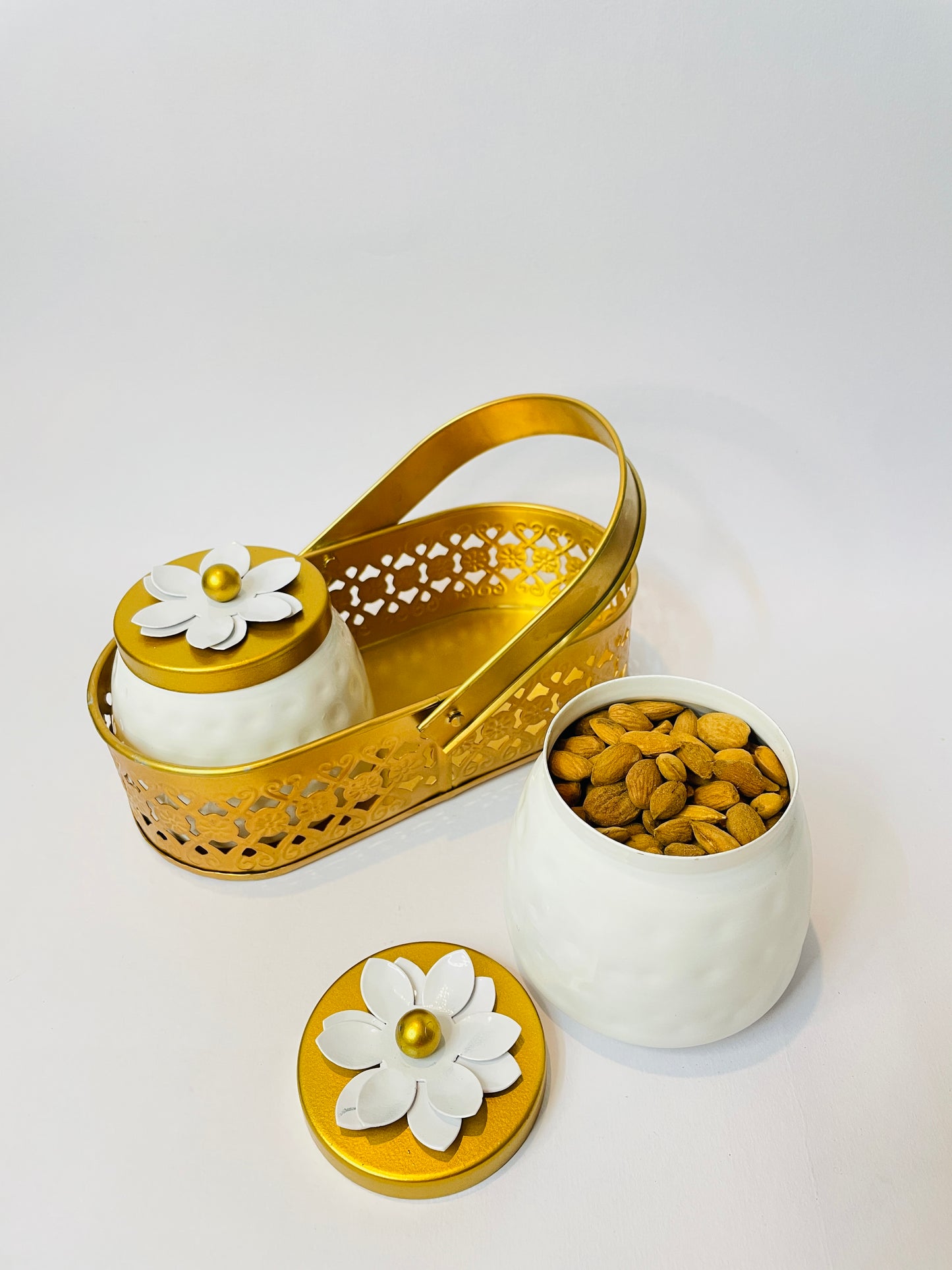 Elegant Metal Dry Fruits Box with Decorative Metal Basket – Ideal Festive Gift (Pack of 2 & Pack of 4)