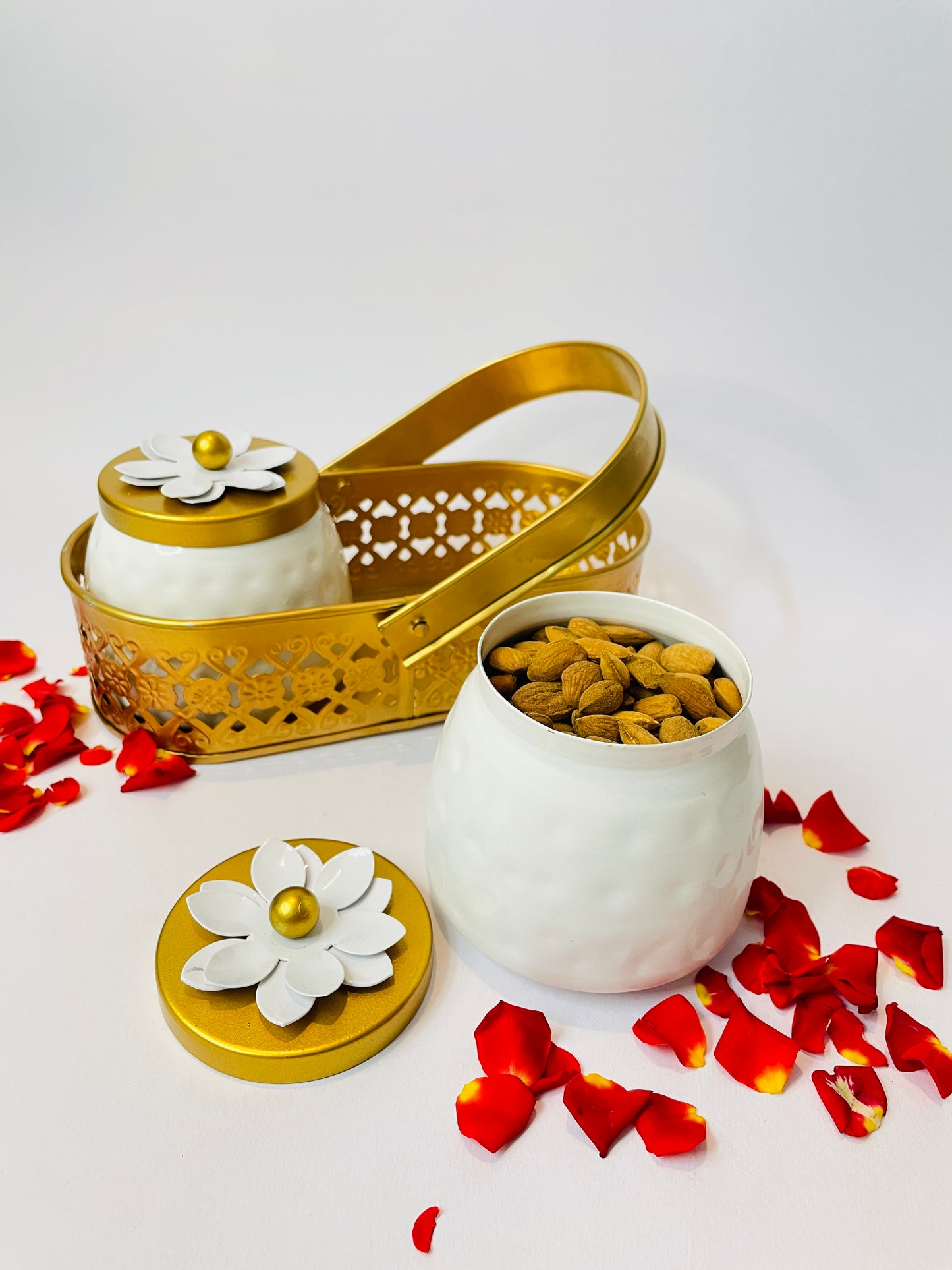 Elegant Metal Dry Fruits Box with Decorative Metal Basket – Ideal Festive Gift (Pack of 2 & Pack of 4)