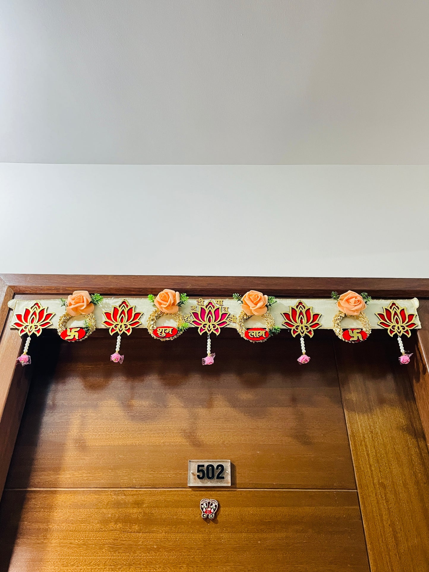 Shubh Labh Floral Toran – Decorative Door Hanging (Length: 3 ft 2 in)