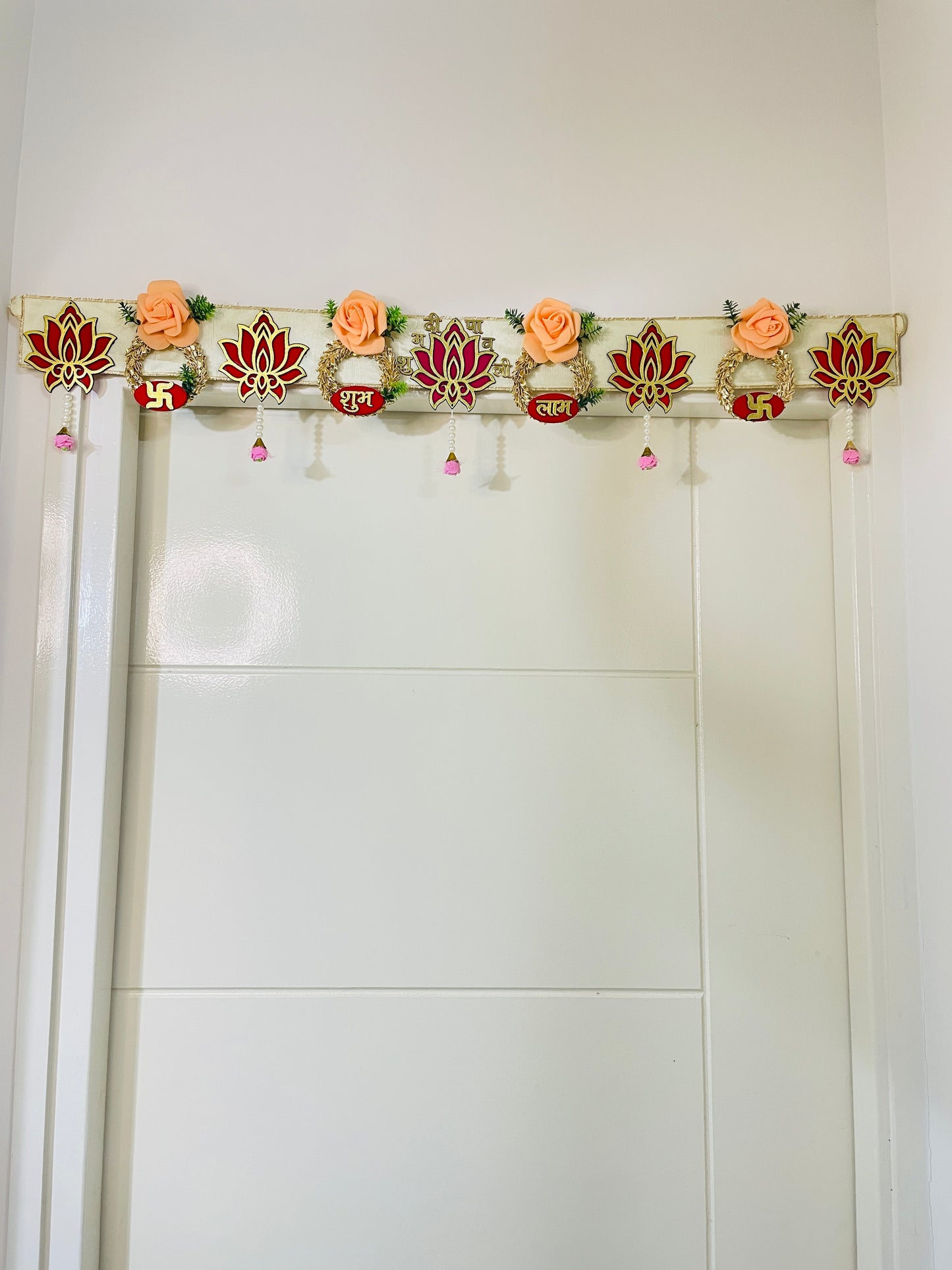 Shubh Labh Floral Toran – Decorative Door Hanging (Length: 3 ft 2 in)