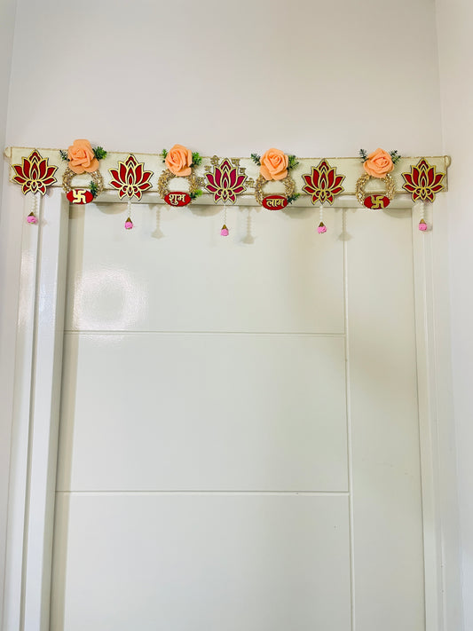 Shubh Labh Floral Toran – Decorative Door Hanging (Length: 3 ft 2 in)