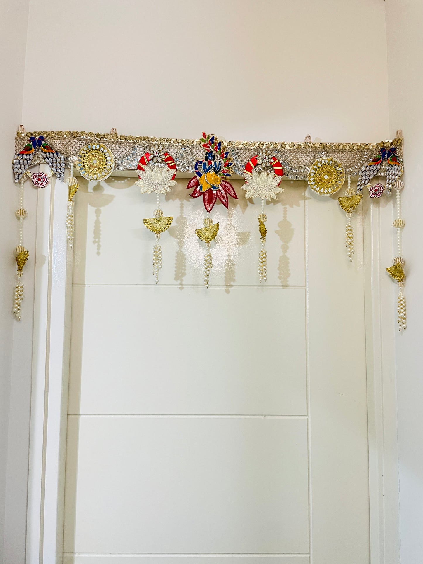 Exclusive Handcrafted Zardozi Toran: The Krishna & Peacock