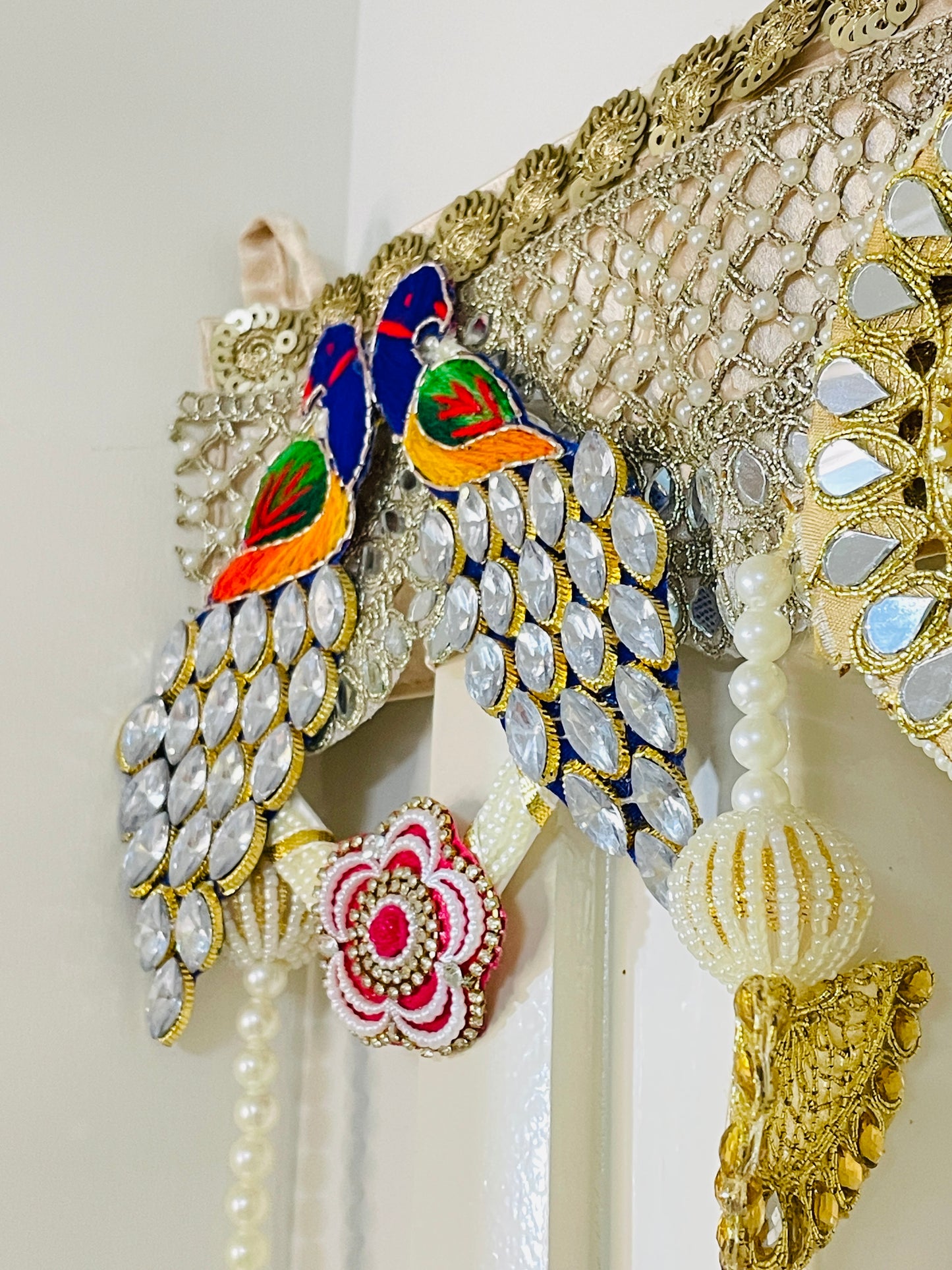 Exclusive Handcrafted Zardozi Toran: The Krishna & Peacock