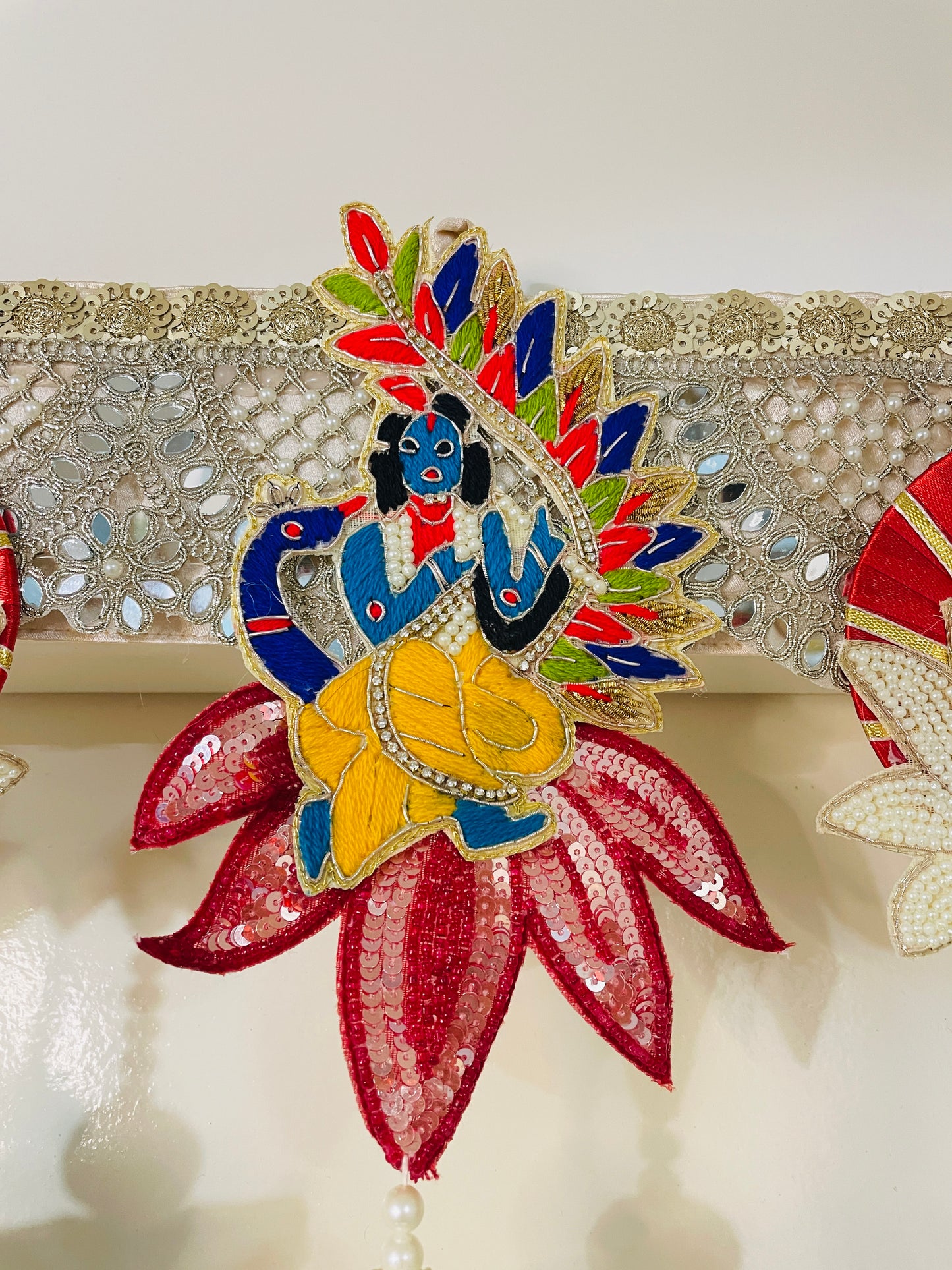 Exclusive Handcrafted Zardozi Toran: The Krishna & Peacock