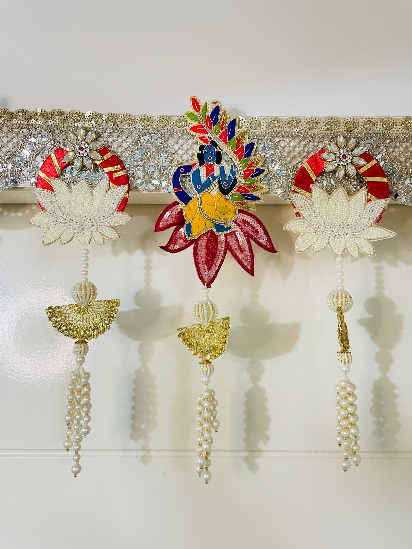 Exclusive Handcrafted Zardozi Toran: The Krishna & Peacock