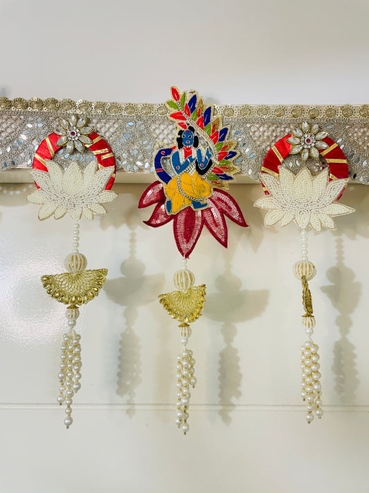 Exclusive Handcrafted Zardozi Toran: The Krishna & Peacock