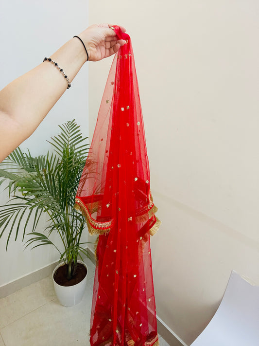 Red Shagun Dupatta – Karva Chauth Special ✨ (2.5 Feet)