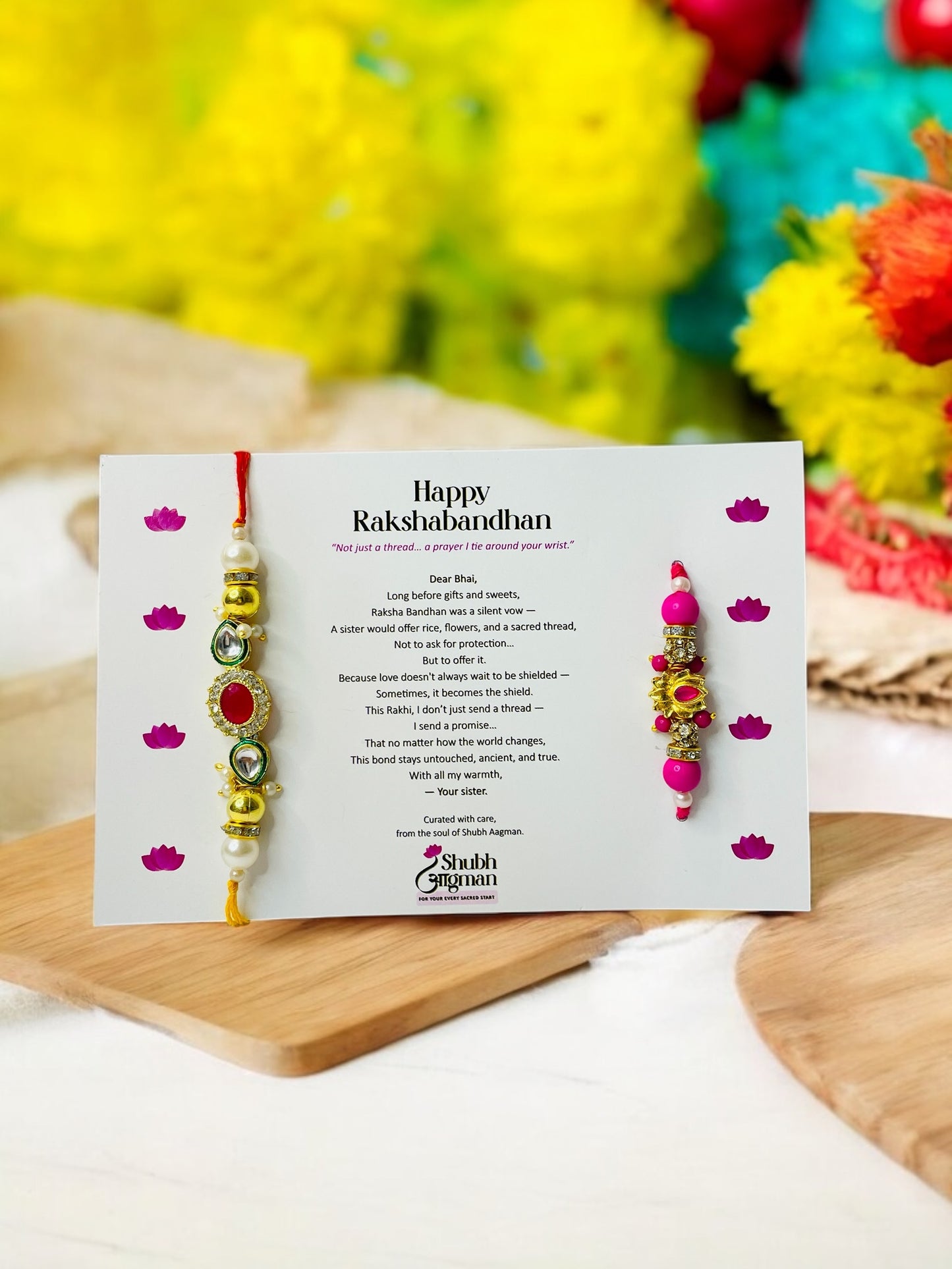 Premium Bhai Rakhi Set – Kundan & Lotus Rakhi