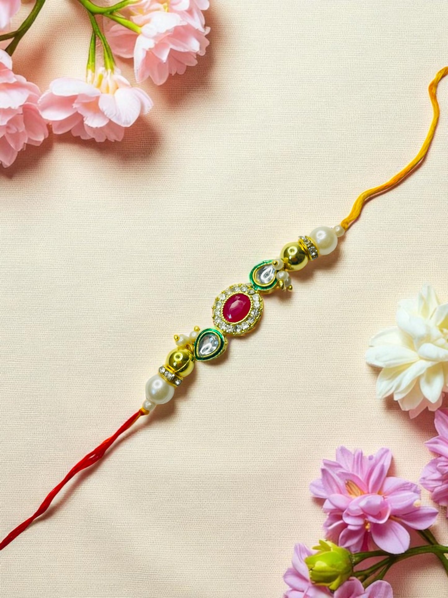 Premium Bhai Rakhi Set – Kundan & Lotus Rakhi