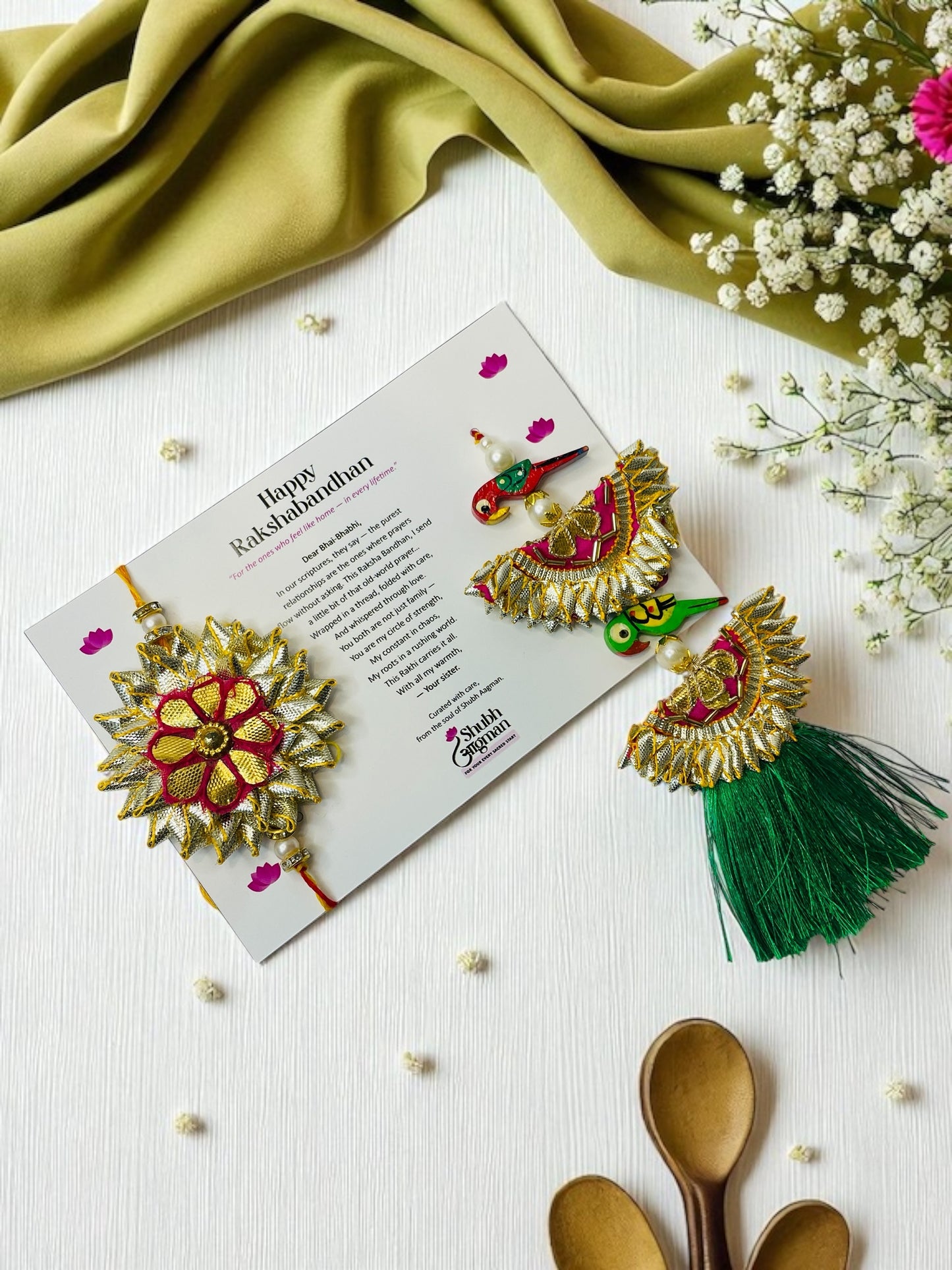 Gota Patti Rakhi Set for Bhaiya & Bhabhi (Limited Edition)