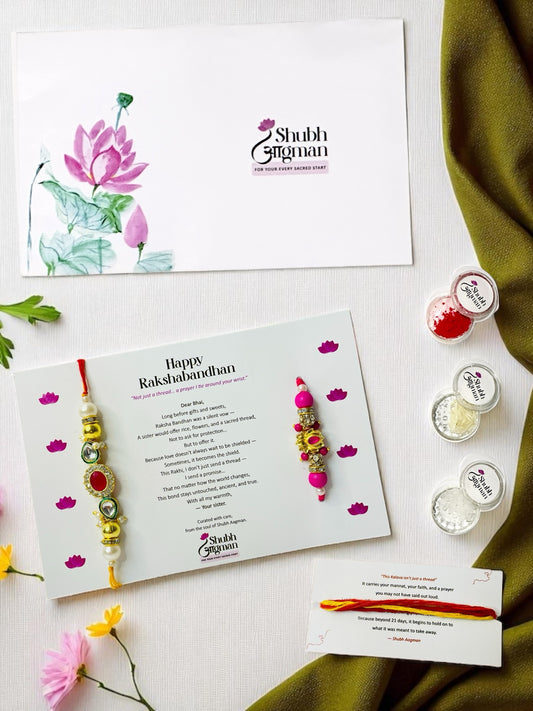 Premium Bhai Rakhi Set – Kundan & Lotus Rakhi