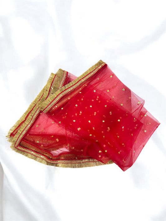 Red Shagun Dupatta – Karva Chauth Special ✨ (2.5 Feet)