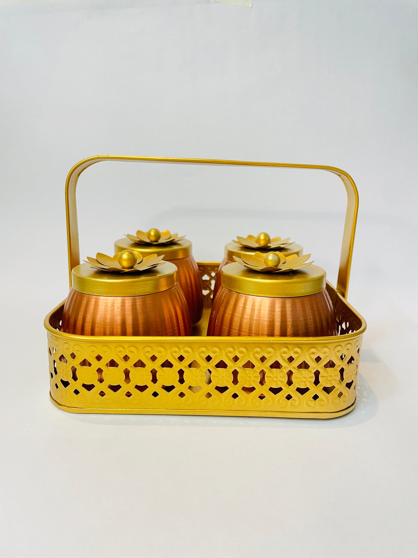 Elegant Metal Dry Fruits Box with Decorative Metal Basket – Ideal Festive Gift (Pack of 2 & Pack of 4)